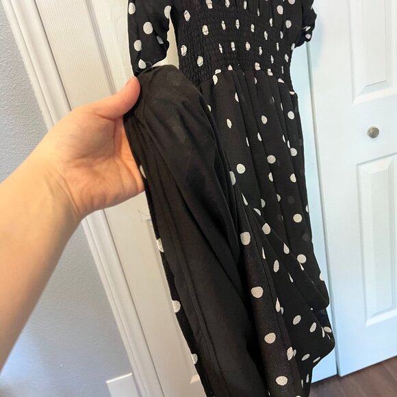 H&M Black and White Polka Dot Midi Dress Size 14 - Picture 7 of 9